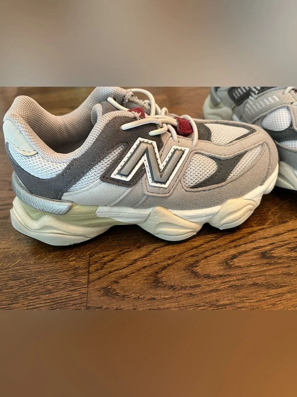 New Balance Kids 9060 Lace-Toggle Sneakers in the Color Raincloud w/ Castlerock